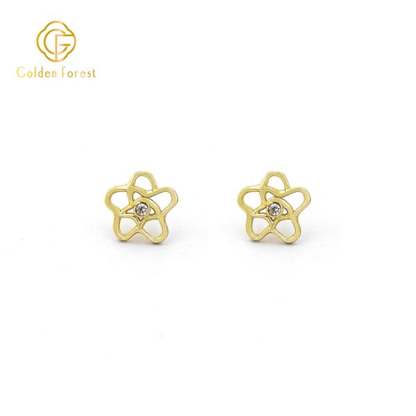 Trendy Openwork Frame Flower Stud Earrings - Image 2