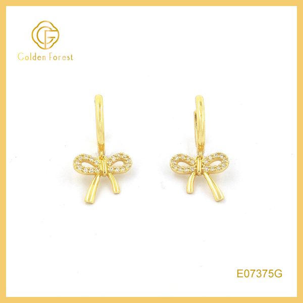 Bow Knot Drop Huggie Hoop Earrings for Women