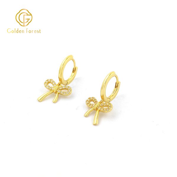 Bow Knot Drop Huggie Hoop Earrings for Women - Image 2