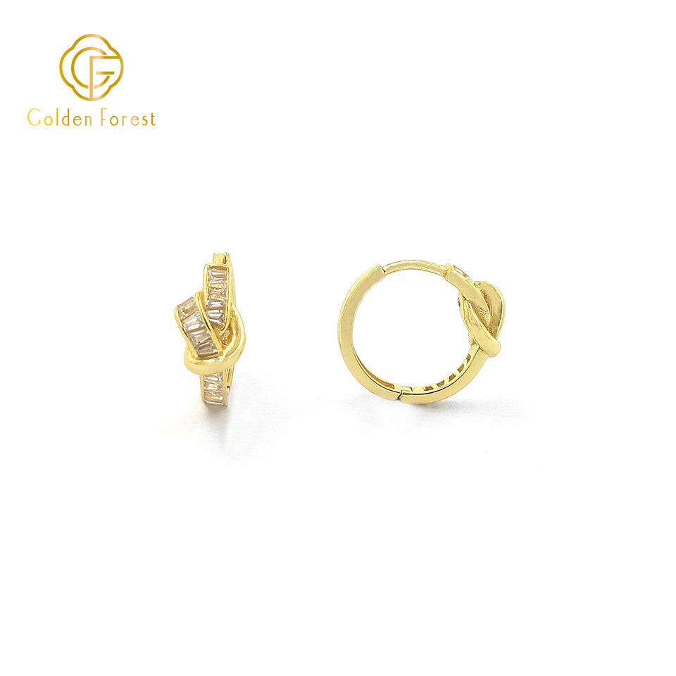 CZ Knot Circle Earrings Gold Tone for Women Daily Jewelry - Image 3