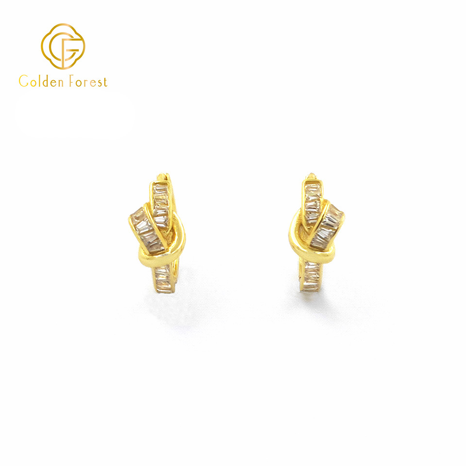 CZ Knot Circle Earrings Gold Tone for Women Daily Jewelry - Image 2