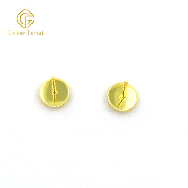 Dainty Golden Stud Earrings - Minimalist Opal Studs for Daily Wear - Image 3