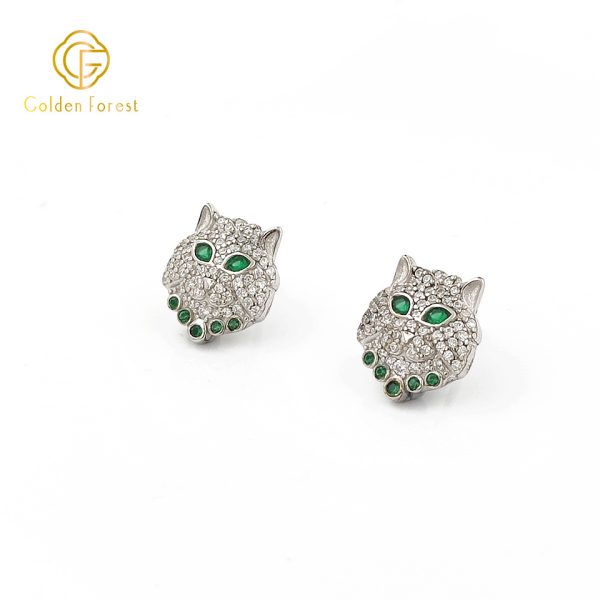 S925 Silver CZ Leopard Stud Earrings - Exquisite Animal-Inspired Jewelry - Image 4