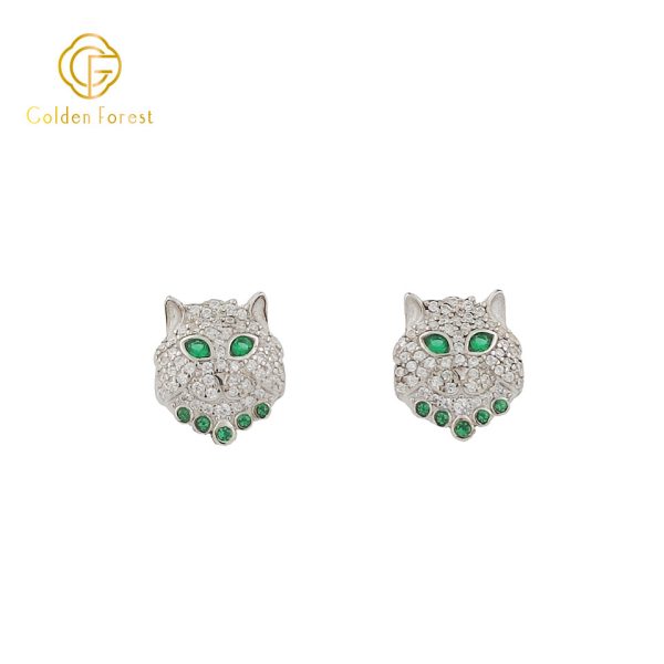S925 Silver CZ Leopard Stud Earrings - Exquisite Animal-Inspired Jewelry - Image 3