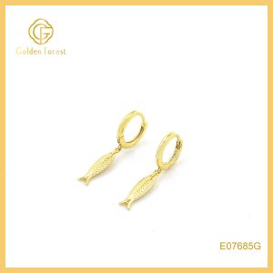 Dainty Fish Charm Huggie Hoop Earrings