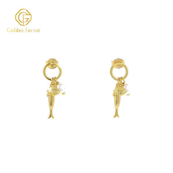 Ocean Charm Dangle Earrings - Golden Seashell&Fish Design for Women - Image 3