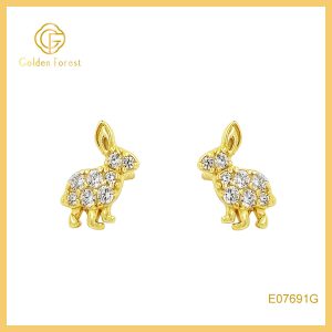 CZ Gold Plated Rabbit Stylish Animal-Inspired Jewelry for Women