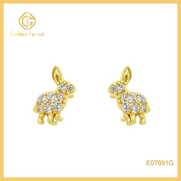 CZ Gold Plated Rabbit Stylish Animal-Inspired Jewelry for Women