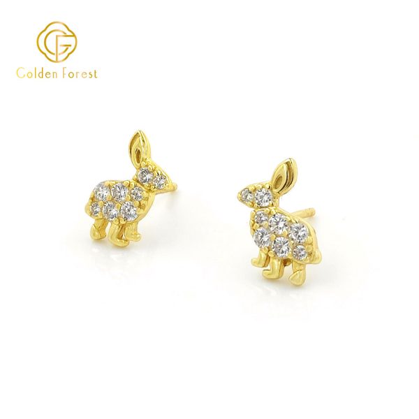 CZ Gold Plated Rabbit Stylish Animal-Inspired Jewelry for Women - Image 2