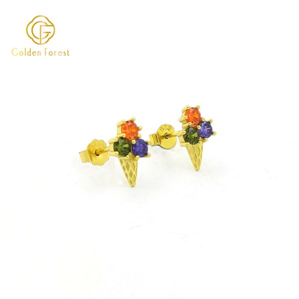 Whimsical Colorful Ice Cream Cone Stud earrings for Summer - Image 3
