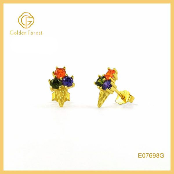 Whimsical Colorful Ice Cream Cone Stud earrings for Summer