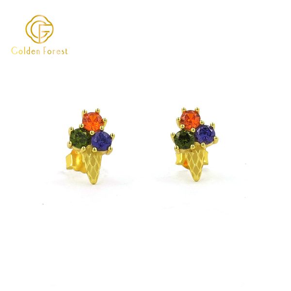 Whimsical Colorful Ice Cream Cone Stud earrings for Summer - Image 2