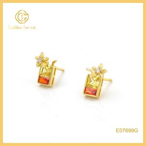 Kitch SS925 Gold Orange Juice Drink Earrings