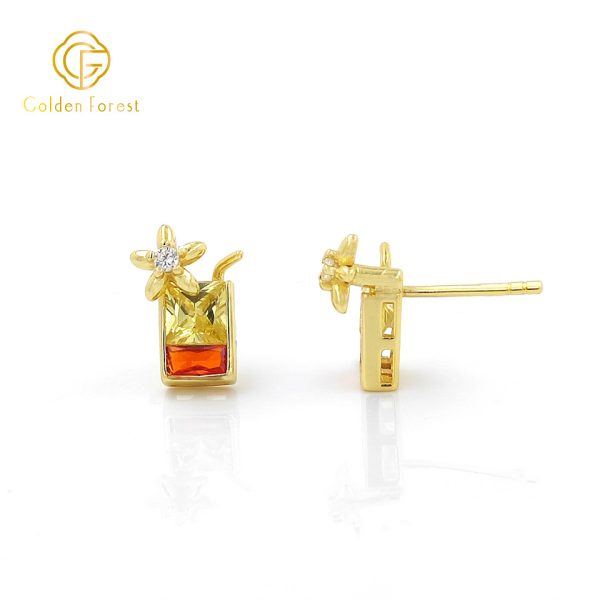 Kitch SS925 Gold Orange Juice Drink Earrings - Image 2