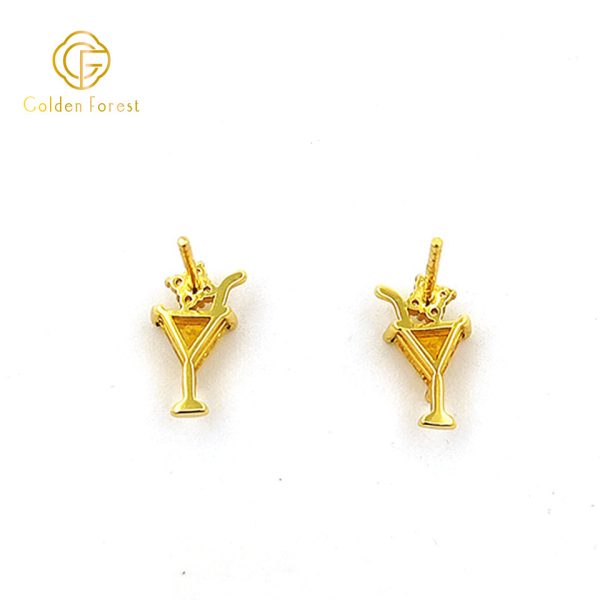 Delicate Cocktail Drink Stud Earrings Gold Plated for Sunmmer - Image 4