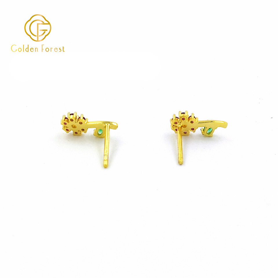 Romantic Blossom Stud Earrings Gold Plated Floral Jewelry - Image 4
