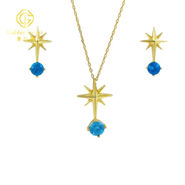 Dainty Celestial Earring Necklace Set Multicolor Cubic Zirconia Stars - Image 12