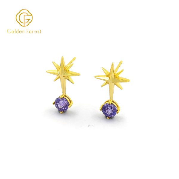 Dainty Celestial Earring Necklace Set Multicolor Cubic Zirconia Stars - Image 7
