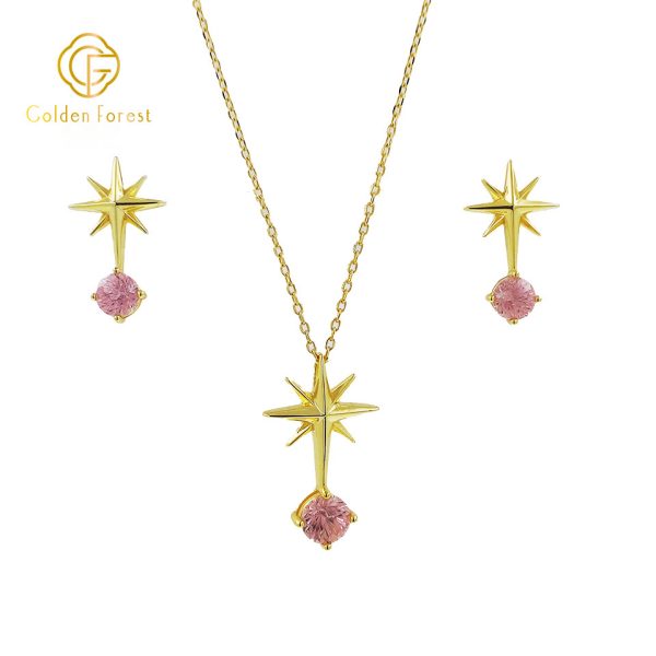 Dainty Celestial Earring Necklace Set Multicolor Cubic Zirconia Stars - Image 10