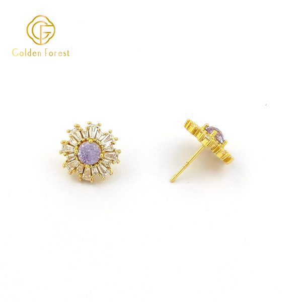 Colorful Flower ​​Cubic Zirconia​​ Earring Necklace Set ​​Crushed Ice Birthstone Jewelry - Image 6