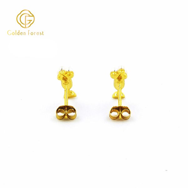 Mini Champagne Flute Stud Earrings Gold Plated with Triple Pearls - Image 4