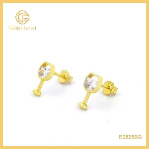 Golden Goblet Studs Crystal Accent Party Jewelry