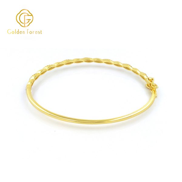 Golden Plated CZ - Inlaid Elegant Bangle for Women - Image 3