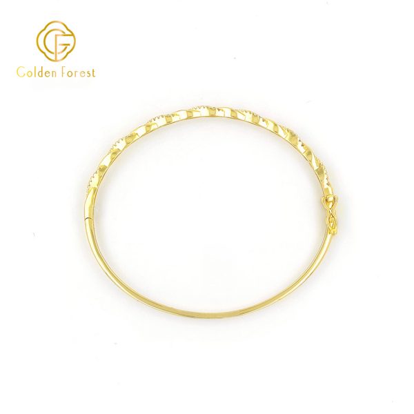 Golden Plated CZ - Inlaid Elegant Bangle for Women - Image 2