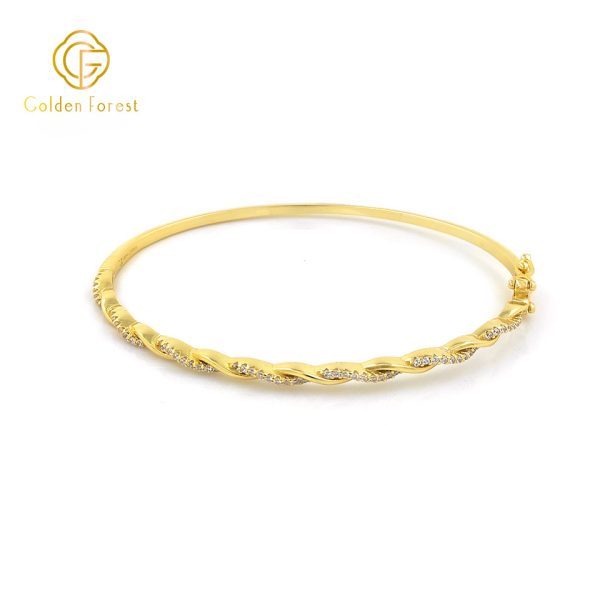 Golden Plated CZ - Inlaid Elegant Bangle for Women - Image 4