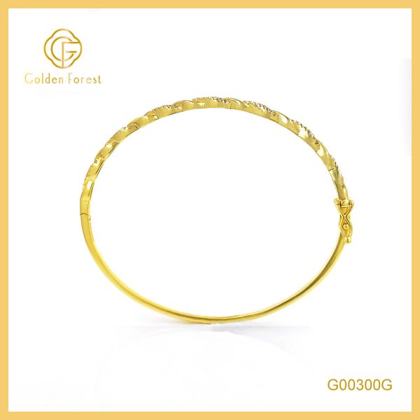 Golden Plated CZ - Inlaid Elegant Bangle for Women