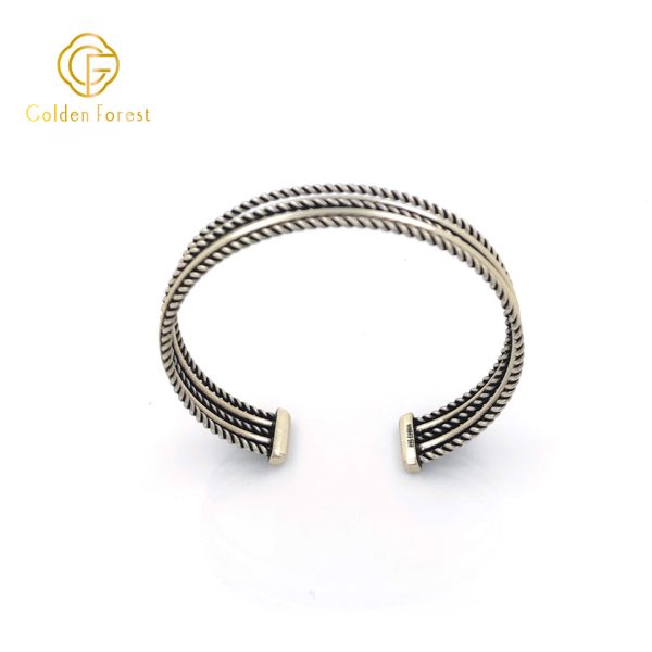 Silver Open - Cuff Twisted - Rope Pattern Retro - Stylish Bracelet for Women - Image 4