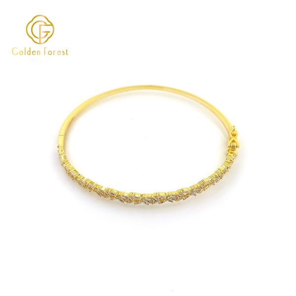 Golden Plated Baguette CZ Luxurious Bangle for Women - Image 4
