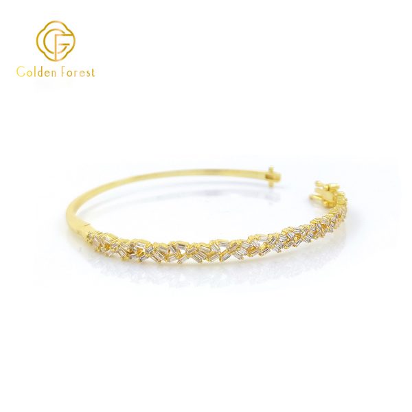 Golden Plated Baguette CZ Luxurious Bangle for Women - Image 3