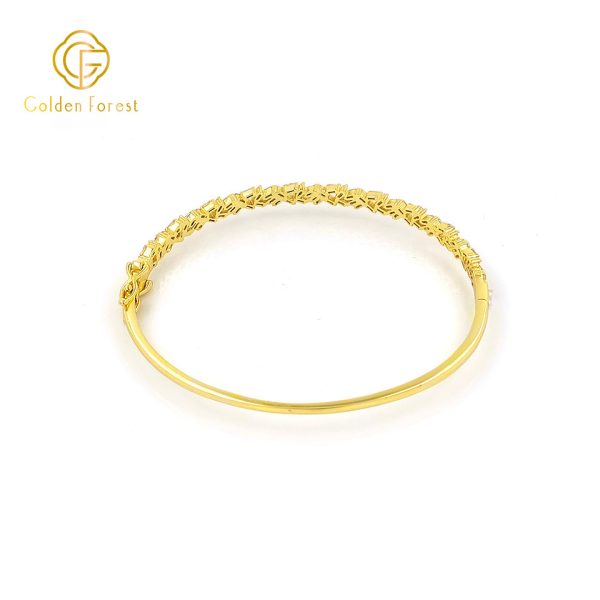 Golden Plated Baguette CZ Luxurious Bangle for Women - Image 2