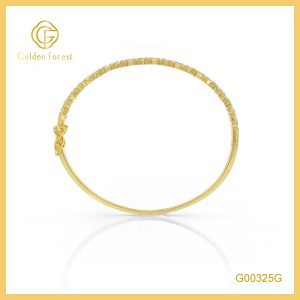 Golden Plated Baguette CZ Luxurious Bangle for Women