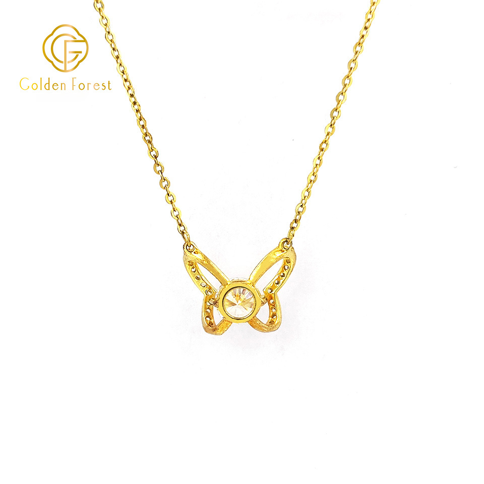 Tiny 925 Silver Butterfly Pendant Necklace with Cubic Zirconia - Image 4
