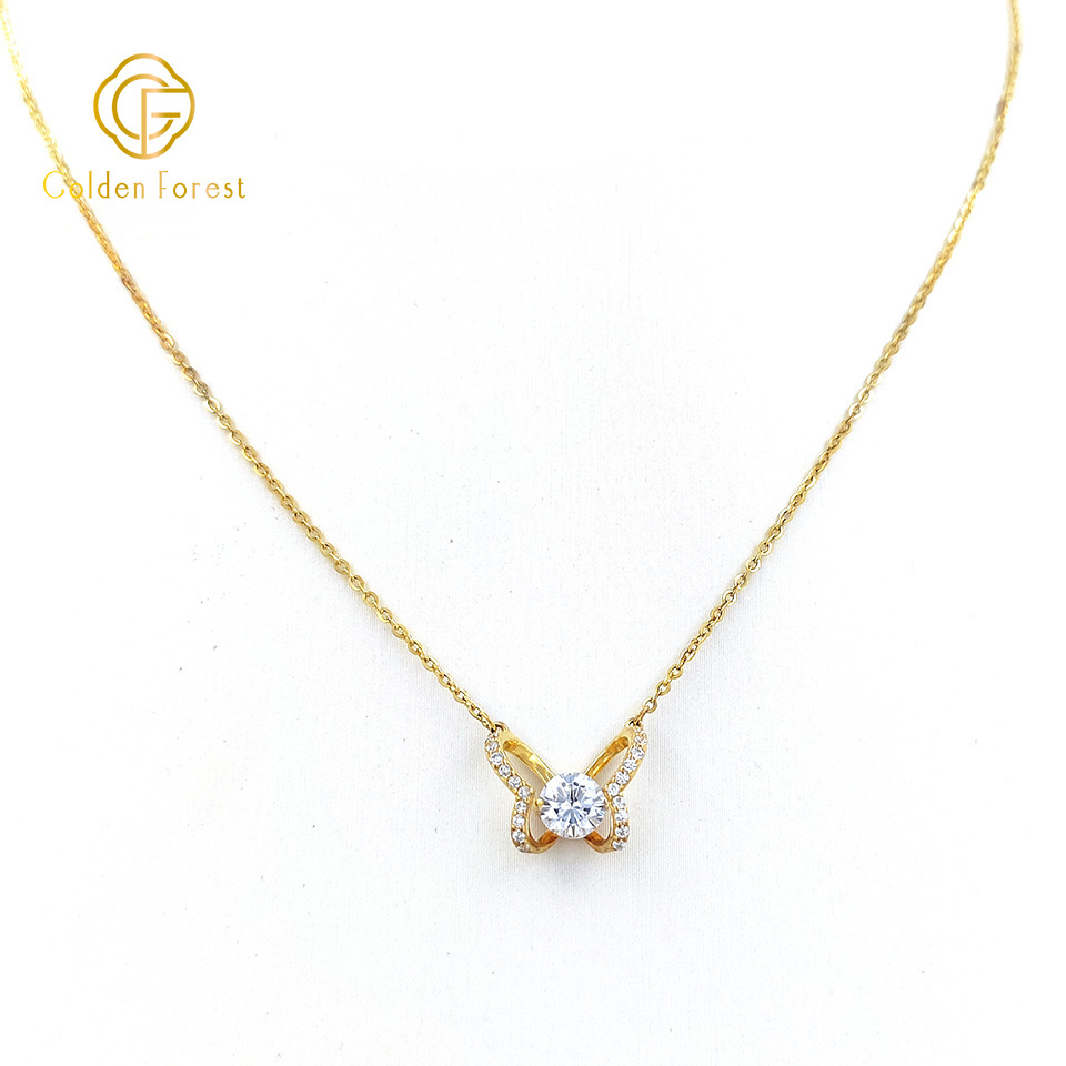 Tiny 925 Silver Butterfly Pendant Necklace with Cubic Zirconia - Image 2