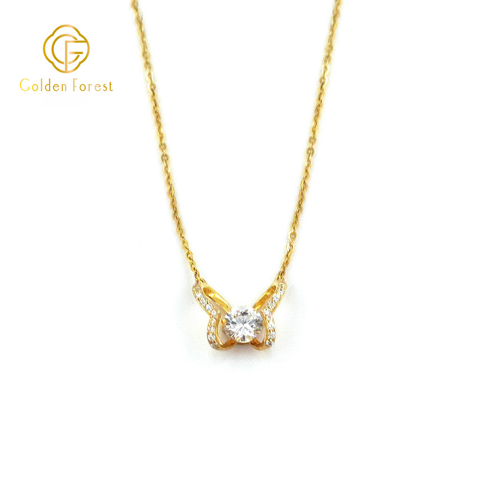 Tiny 925 Silver Butterfly Pendant Necklace with Cubic Zirconia - Image 3