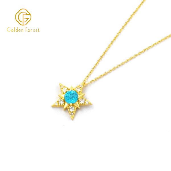 Celestial Colored CZ Star Earring Necklace Jewelry Set Crushed Ice for Women - Image 3