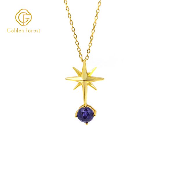 Dainty Celestial Earring Necklace Set Multicolor Cubic Zirconia Stars - Image 3