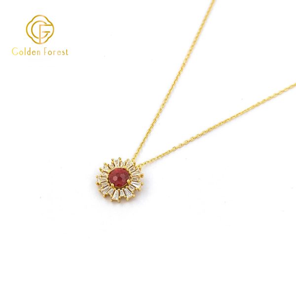 Colorful Flower ​​Cubic Zirconia​​ Earring Necklace Set ​​Crushed Ice Birthstone Jewelry - Image 4