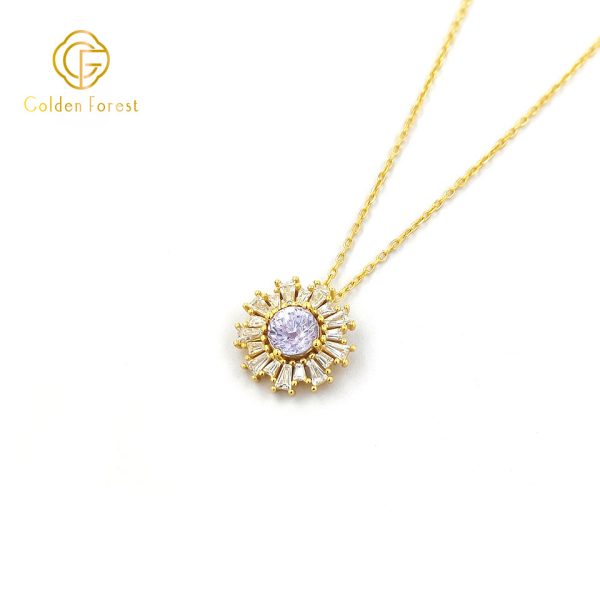 Colorful Flower ​​Cubic Zirconia​​ Earring Necklace Set ​​Crushed Ice Birthstone Jewelry - Image 3