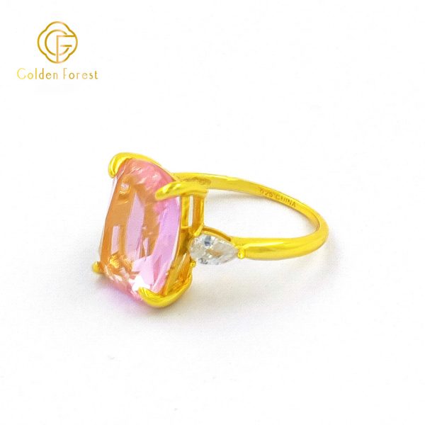 Cocktail Pink Stone Engagement Ring for Women - Image 4