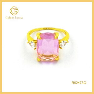 Cocktail Pink Stone Engagement Ring for Women