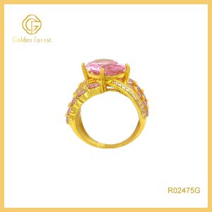 Pink Stone Chunky Cocktail Rings Wedding Jewelry for Bride