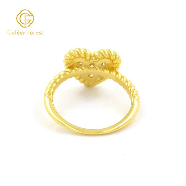 Minimalist Sterling Silver Heart Rings Lace Border Design - Image 4