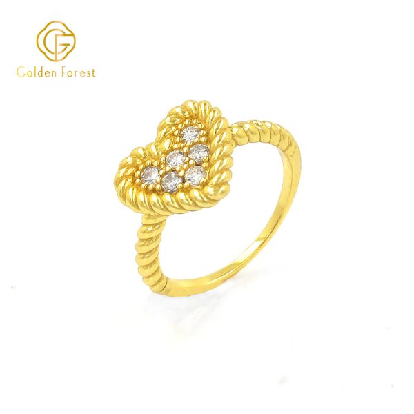 Minimalist Sterling Silver Heart Rings Lace Border Design - Image 3