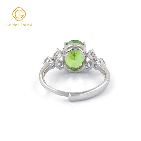 Elegant Oval Green Silver Rings Everyday Jewelry - Image 4