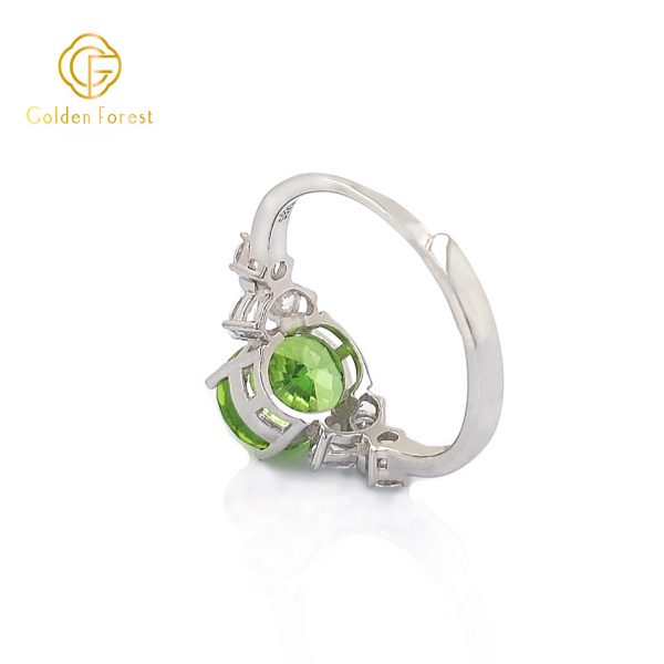 Elegant Oval Green Silver Rings Everyday Jewelry - Image 3