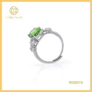 Elegant Oval Green Silver Rings Everyday Jewelry